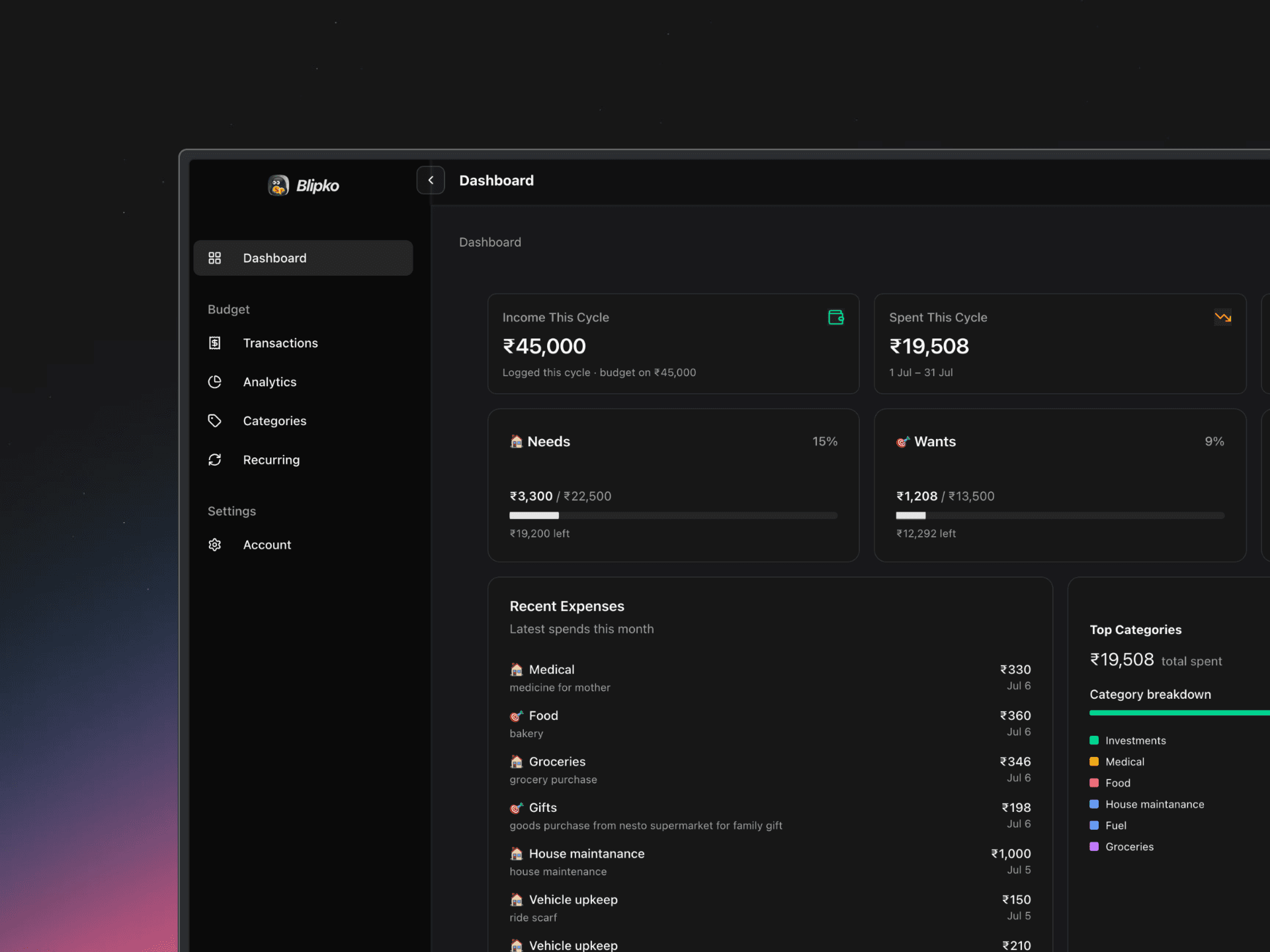 Blipko Dashboard